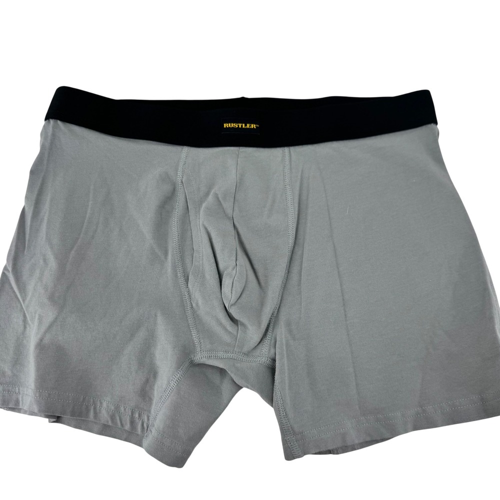 Rustler Wrangler Mens Boxer Briefs Grey Cotton Spandex L 36 38 Comfort Waistband